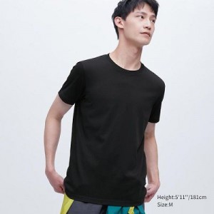 Camiseta Uniqlo Dry Crew Neck Short-Sleeve Color Hombre Negras | 53184_PE