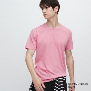 Camiseta Uniqlo Dry Crew Neck Short-Sleeve Color Hombre Rosas | 76983_PE