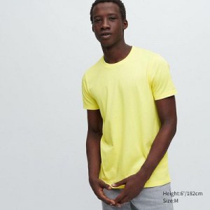 Camiseta Uniqlo Dry Crew Neck Short-Sleeve Color Hombre Amarillo | 139506_PE