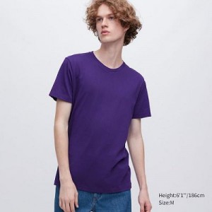 Camiseta Uniqlo Dry Crew Neck Short-Sleeve Color Hombre Moradas | 920567_PE