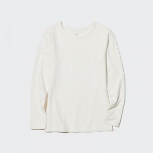 Camiseta Uniqlo HEATTECH Cotton Crew Neck Long-Sleeve Mujer Blancas | 379102_PE