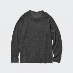 Camiseta Uniqlo HEATTECH Crew Neck Long-Sleeve Mujer Gris | 710869_PE