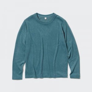 Camiseta Uniqlo HEATTECH Crew Neck Long-Sleeve Mujer Azules | 723185_PE