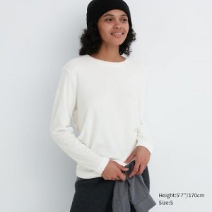 Camiseta Uniqlo HEATTECH Crew Neck Long-Sleeve Mujer Blancas | 520617_PE