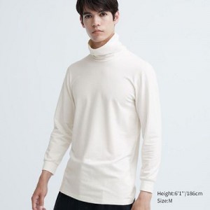 Camiseta Uniqlo HEATTECH Extra Warm Cotton Turtleneck Hombre Blancas | 194570_PE