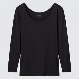 Camiseta Uniqlo HEATTECH Scoop Neck Long-Sleeve Mujer Negras | 41653_PE