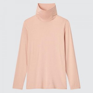 Camiseta Uniqlo HEATTECH Turtleneck Long-Sleeve Mujer Rosas | 629183_PE