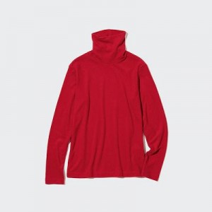 Camiseta Uniqlo HEATTECH Turtleneck Long-Sleeve Mujer Rojas | 196254_PE