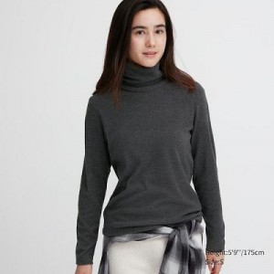 Camiseta Uniqlo HEATTECH Turtleneck Long-Sleeve Mujer Gris | 863027_PE