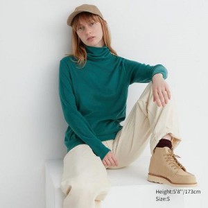 Camiseta Uniqlo HEATTECH Turtleneck Long-Sleeve Mujer Verde | 396058_PE