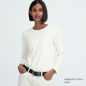 Camiseta Uniqlo HEATTECH Ultra Warm Crew Neck Long-Sleeve Mujer Blancas | 250618_PE