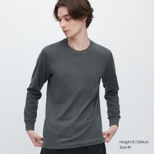 Camiseta Uniqlo HEATTECH Ultra Warm Crew Neck Long-Sleeve Hombre Gris | 792845_PE