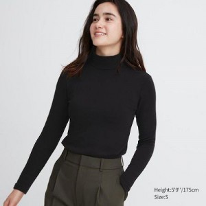 Camiseta Uniqlo HEATTECH Ultra Warm High Neck Mujer Negras | 67918_PE