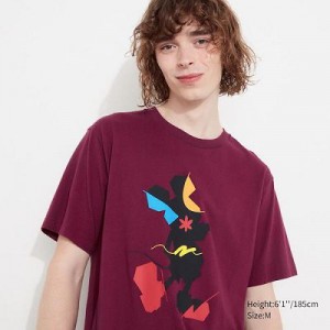 Camiseta Uniqlo Mickey Stands UT Hombre Wine | 316704_PE