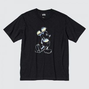 Camiseta Uniqlo Mickey Stands UT Hombre Negras | 269701_PE