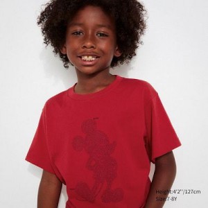 Camiseta Uniqlo Mickey Stands UT Niños Rojas | 150263_PE