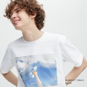 Camiseta Uniqlo PEACE FOR ALL Hombre Blancas | 903841_PE