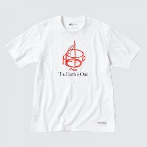 Camiseta Uniqlo PEACE FOR ALL Hombre Blancas | 345026_PE