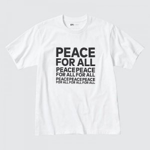 Camiseta Uniqlo PEACE FOR ALL Hombre Blancas | 746538_PE