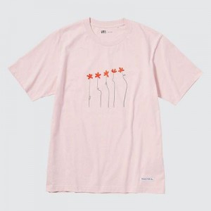 Camiseta Uniqlo PEACE FOR ALL Hombre Rosas | 742630_PE