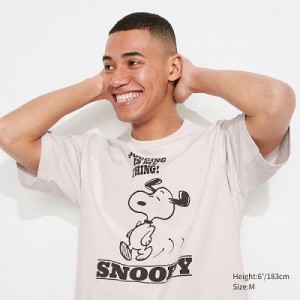 Camiseta Uniqlo Retro Peanuts UT Hombre Blancas | 674903_PE