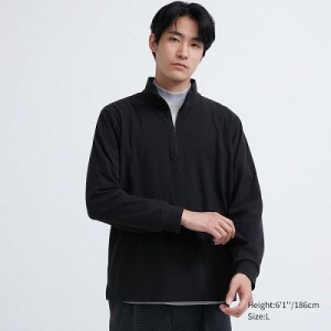 Camiseta Uniqlo Smooth Half-Zip Long-Sleeve Hombre Negras | 21965_PE