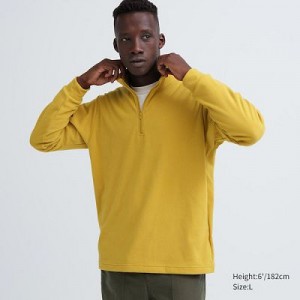 Camiseta Uniqlo Smooth Half-Zip Long-Sleeve Hombre Amarillo | 859607_PE