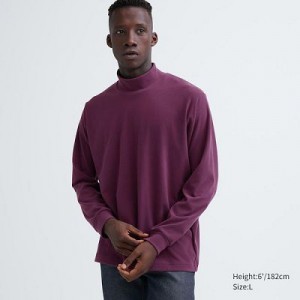 Camiseta Uniqlo Smooth Mock Neck Long-Sleeve Hombre Moradas | 701598_PE