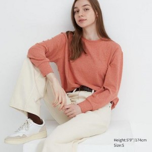 Camiseta Uniqlo Soft De Punto Crew Neck Long-Sleeve Mujer Naranjas | 693125_PE