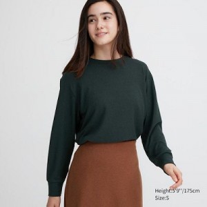 Camiseta Uniqlo Soft De Punto Crew Neck Long-Sleeve Mujer Verde | 149862_PE