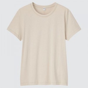 Camiseta Uniqlo Supima® Cotton Crew Neck Short-Sleeve Mujer Natural | 756048_PE