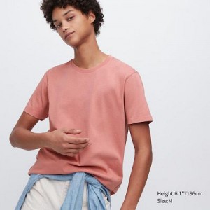 Camiseta Uniqlo Supima® Cotton Crew Neck Short-Sleeve Hombre Rosas | 870956_PE