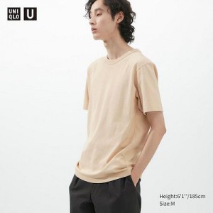 Camiseta Uniqlo U Crew Neck Short-Sleeve Mujer Natural | 650892_PE