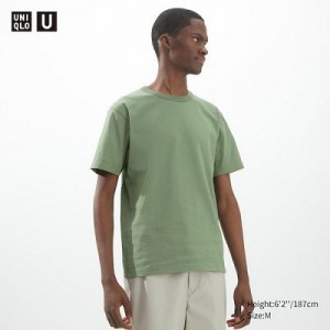 Camiseta Uniqlo U Crew Neck Short-Sleeve Mujer Verde | 873942_PE