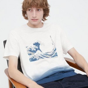 Camiseta Uniqlo Ukiyo-e UT Hombre Blancas | 720346_PE