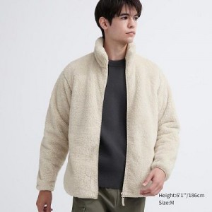 Chaquetas De Lana Uniqlo Fluffy Yarn Full-Zip Hombre Blancas | 562190_PE