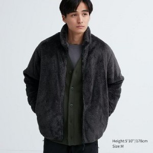 Chaquetas De Lana Uniqlo Fluffy Yarn Full-Zip Hombre Gris | 256738_PE