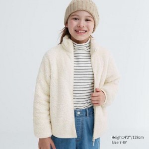 Chaquetas De Lana Uniqlo Fluffy Yarn Full-Zip Niños Blancas | 287309_PE