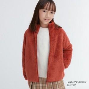 Chaquetas De Lana Uniqlo Fluffy Yarn Full-Zip Niños Naranjas | 652048_PE