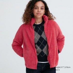 Chaquetas De Lana Uniqlo Fluffy Yarn Full-Zip Mujer Rojas | 247856_PE