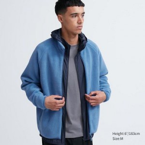 Chaquetas De Lana Uniqlo Long-Sleeve Full-Zip Hombre Azules | 168794_PE