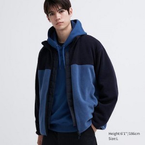 Chaquetas De Lana Uniqlo Long Sleeve Full-Zip Hombre Azules | 431568_PE