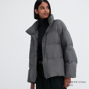 Chaquetas De Plumas Uniqlo Powder Soft Mujer Gris | 658204_PE