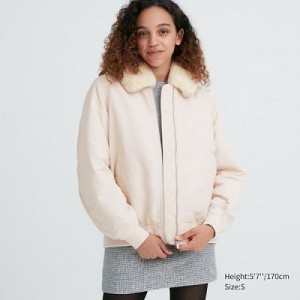 Chaquetas Uniqlo Acanalado Mujer Blancas | 109827_PE