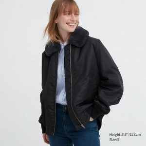 Chaquetas Uniqlo Acanalado Mujer Negras | 578496_PE