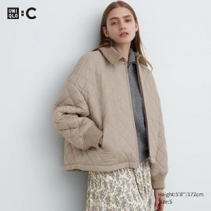 Chaquetas Uniqlo PUFFTECH Mujer Beige | 702431_PE