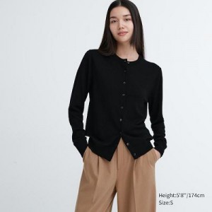 Cárdigan Uniqlo Extra Fine Merino Crew Neck Mujer Negras | 679820_PE