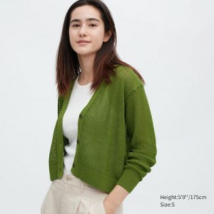 Cárdigan Uniqlo Mesh Long-Sleeve Short Mujer Verde | 903467_PE