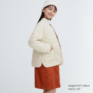 Cárdigan Uniqlo PUFFTECH Washable (Warm Acolchado) Niños Blancas | 138246_PE