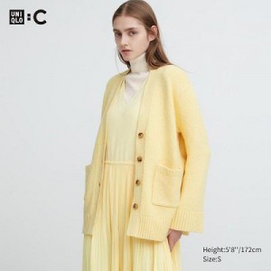 Cárdigan Uniqlo Soft Knit V-Neck Flare Long-Sleeve Mujer Amarillo | 25318_PE